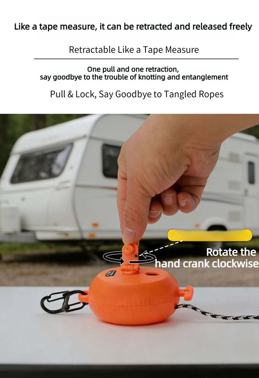 8m Retractable Clothesline Outdoor Travel Hand-Cranked