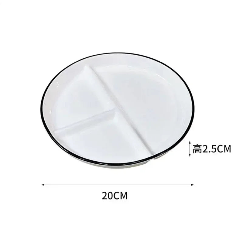 Divider Plate Ceramic Dish Serving Platter Children Tableware