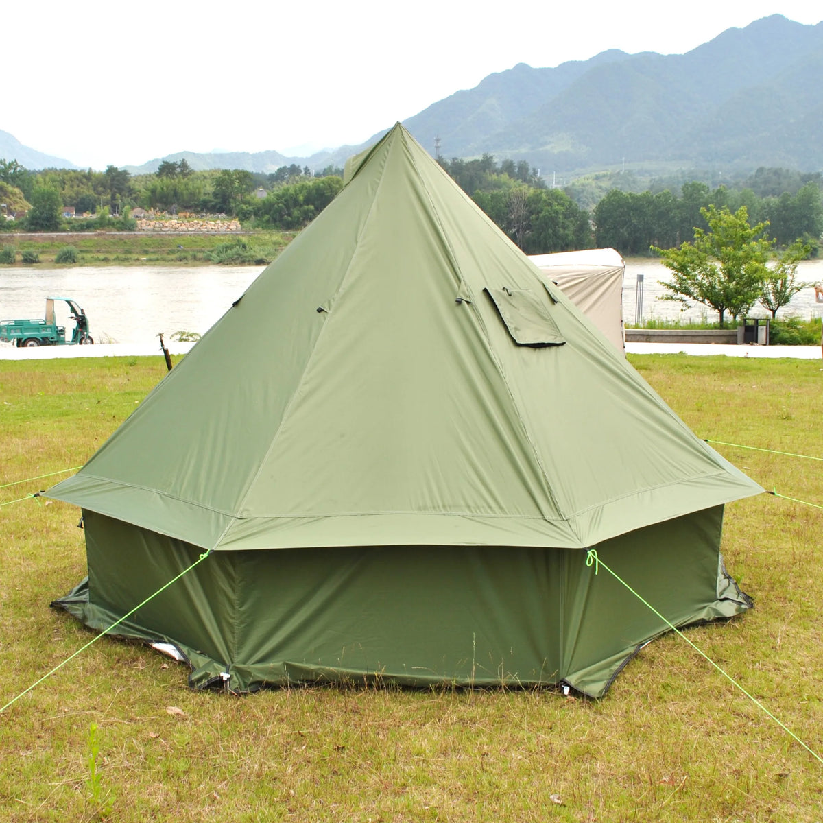 Person Large Pyramid Tent Four Seasons Camping Chimney