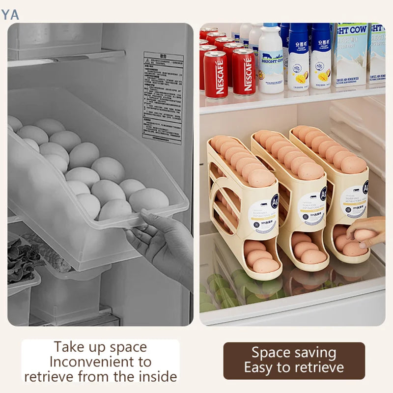 Ya Layers Automatic Rolling Egg Holder Rack Fridge