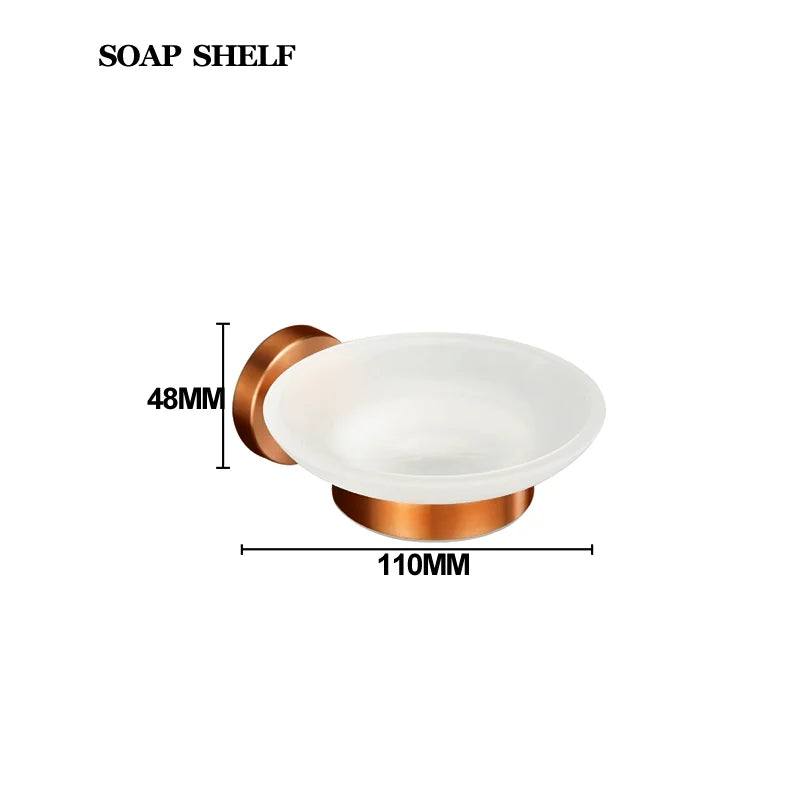 Brushed Rose Gold Bathroom Towel Rack Tissue Rack