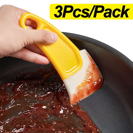3pcs Scraper Oil Stain Cleaning Silicone Spatula Cake