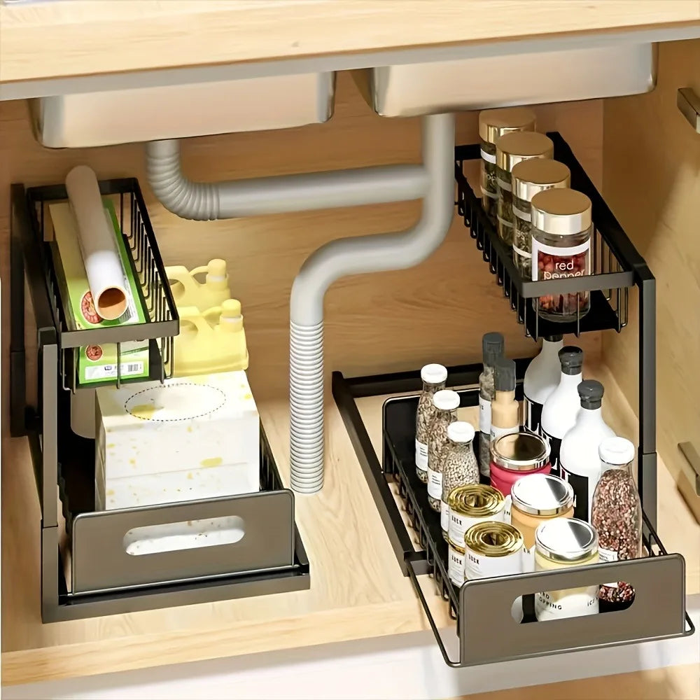 Pull Out Organizer Shelf Tier Storage Rack Large