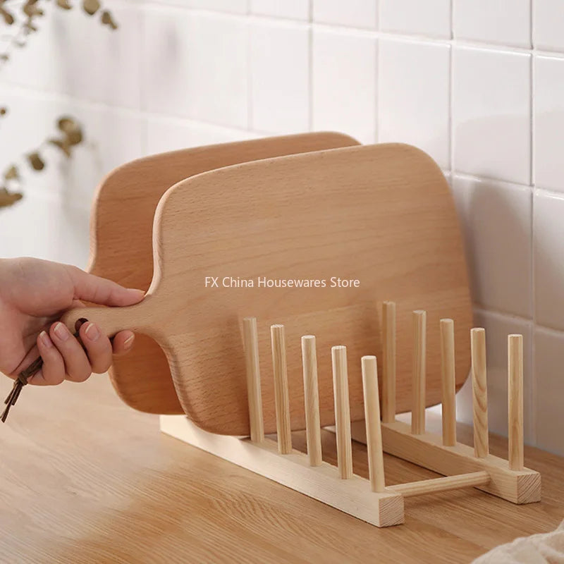Plate Storage Rack Wooden Dish Rack Cup Dish