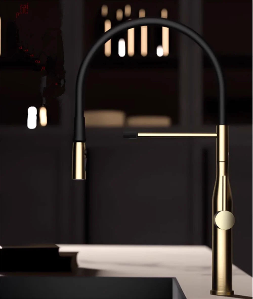 Brushed Gold Pull Out Faucet Gray Pull Out