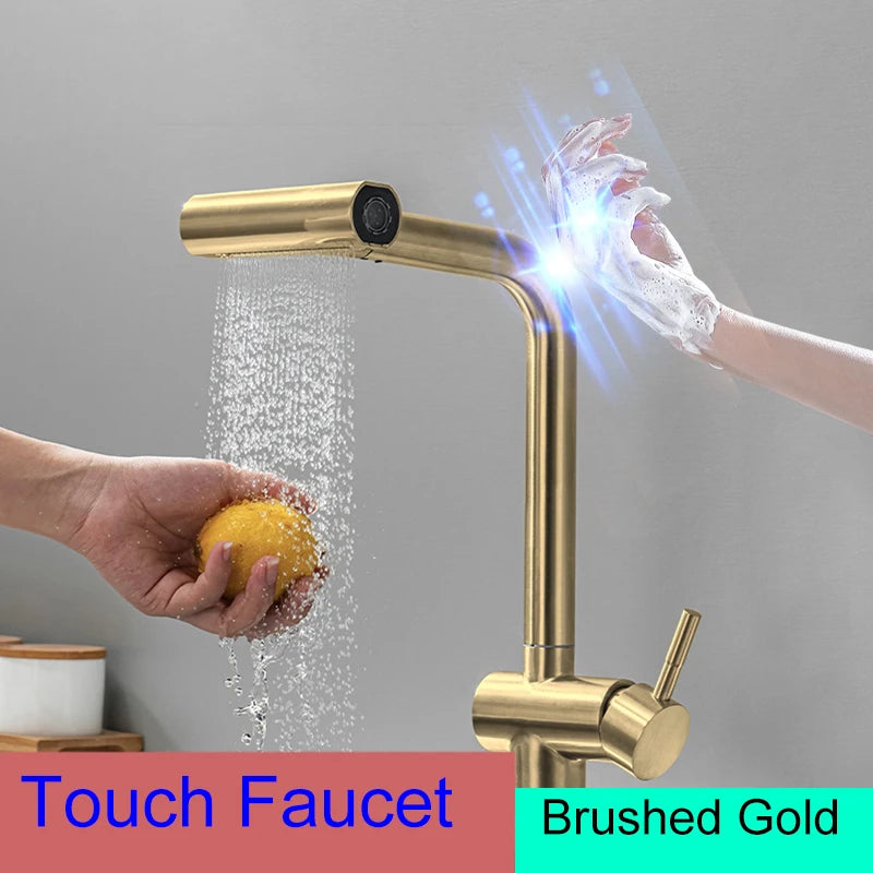 Handfree Grey Touch On Faucet Stainless Steel Cold