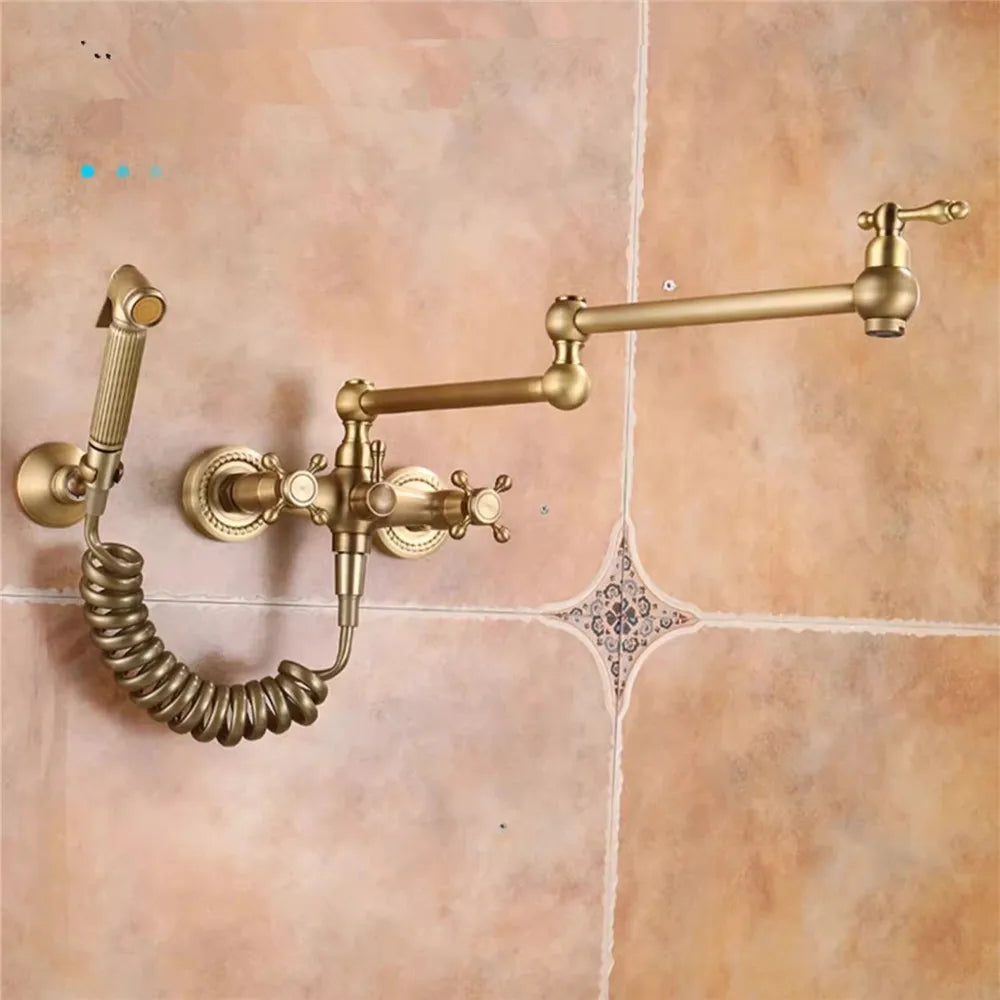 Wall Mounted Foldable Faucet Antique Bronze Pot Filler