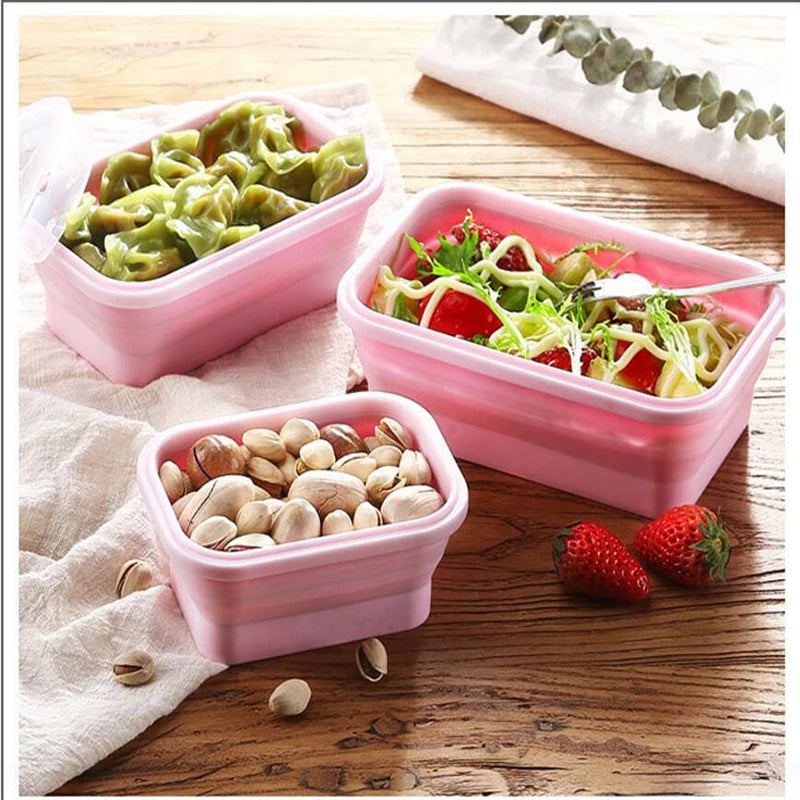 Size Choose Silicone Rectangle Lunch Box Collapsible Bento