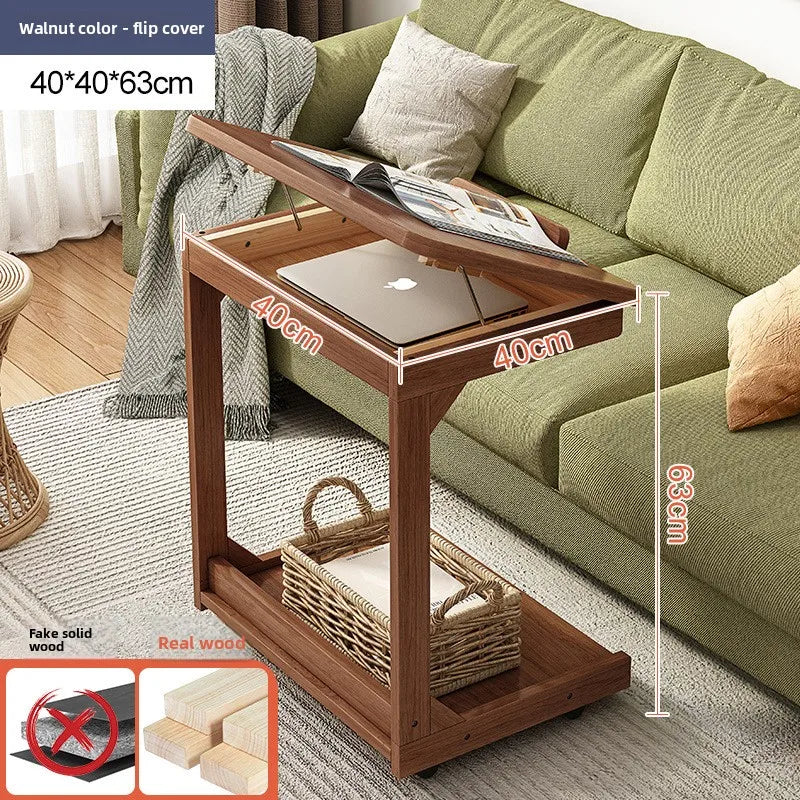 Mobile Solid Wood Coffee Table Living Room Storage