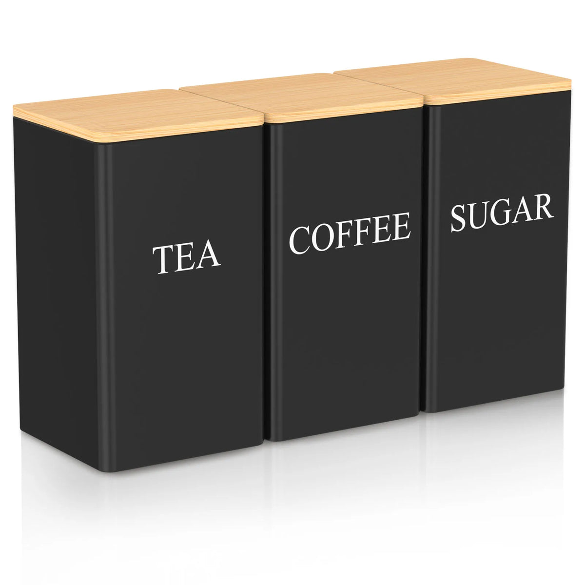 3pcs Coffee Bean Tea Sugar Jars Vacuum Sealed