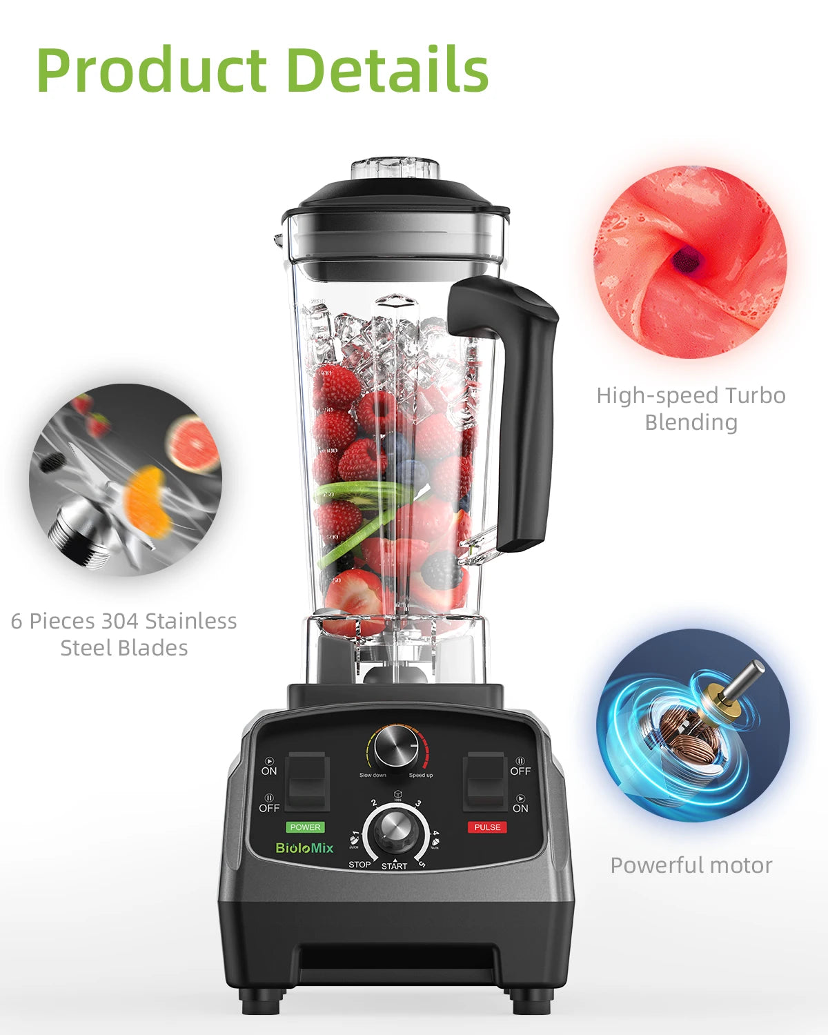 Biolomix 3hp 2200w Heavy Duty Grade Timer Blender