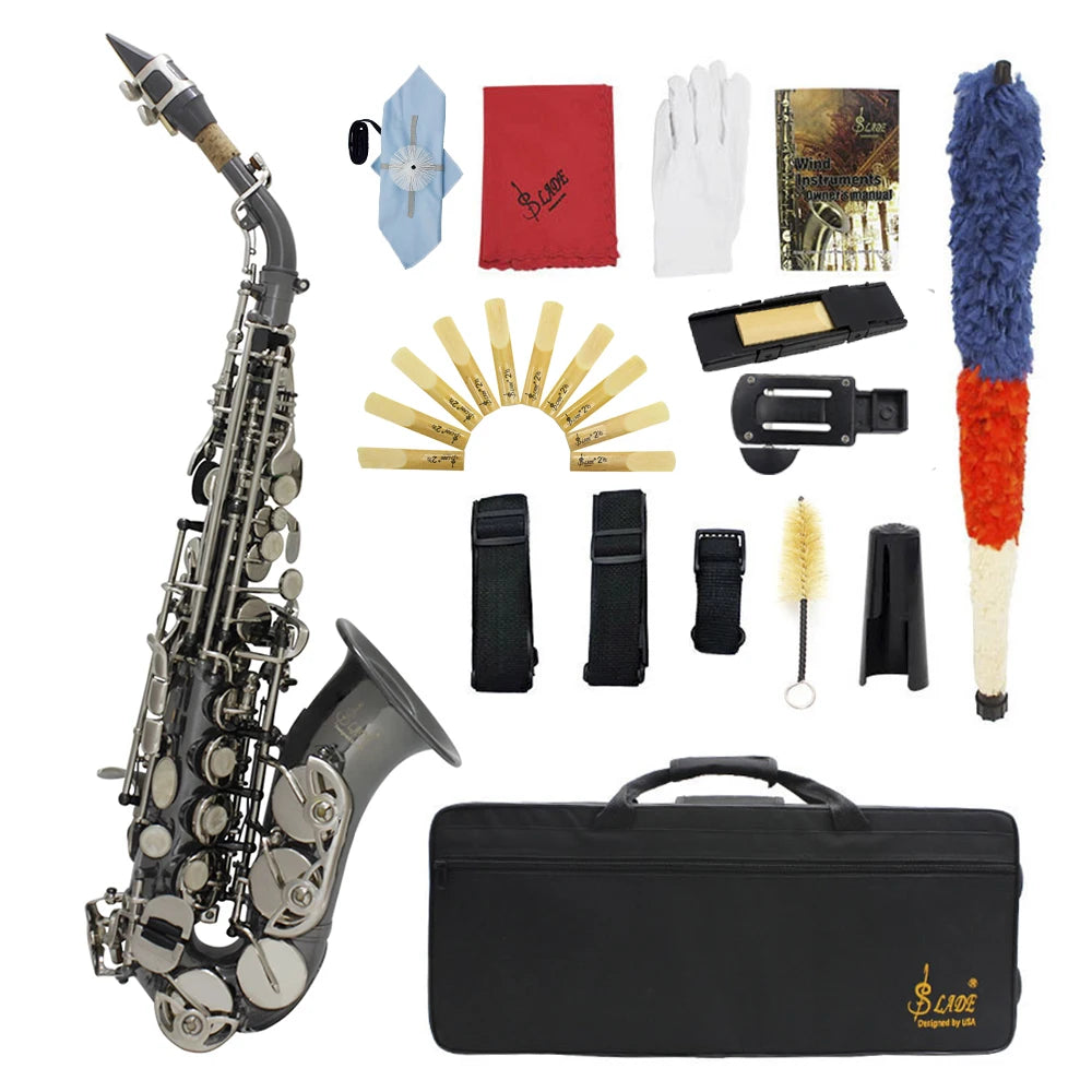 Slade Soprano Saxophone Flat Brass Sax Professional Saxophone