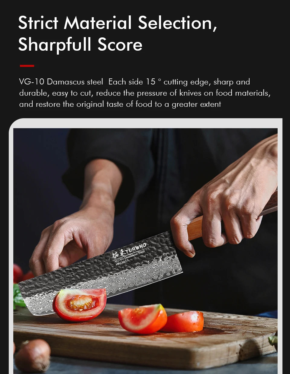 Turwho Inch Hand Forged Nakiri Knife Japanese Damascus
