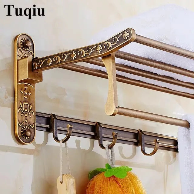 Tuqiu Bathroom Antique Bronze Carved Aluminum Bath Hardware