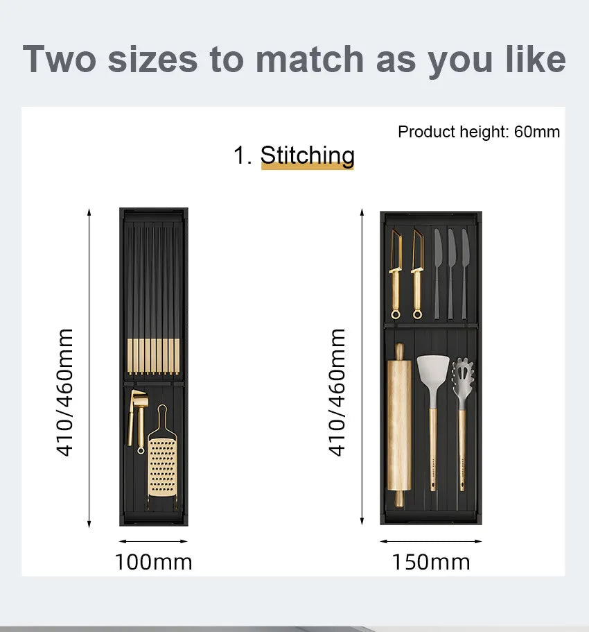 Adjustable Dish Rack Under Cabinet Drawer Spoon Chopsticks