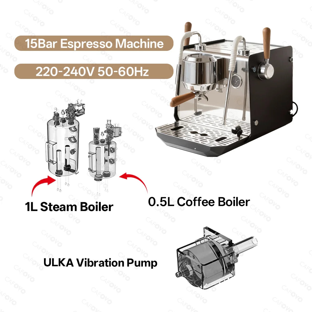 Cafovo E102 Commercial Semi-Automatic Espresso Machine Pid