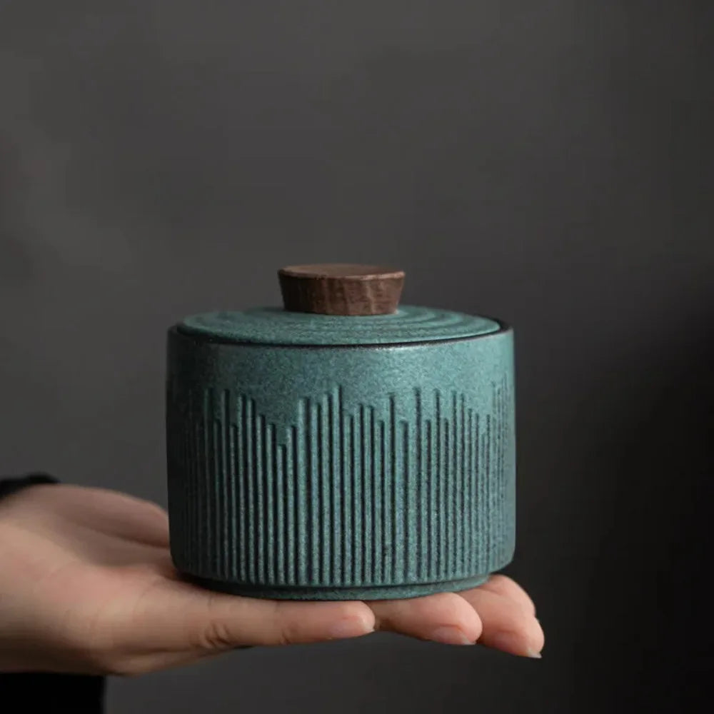 Small Tea Caddy Ceramic Jar Coffee Can Tea
