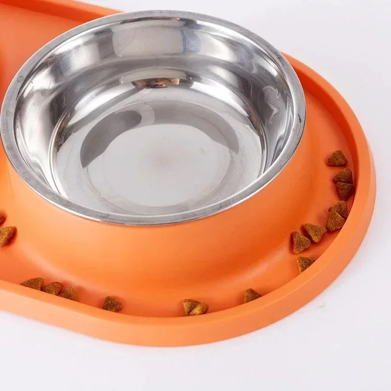 Dog Double Bowl Silicone Mat Cat Pet Food