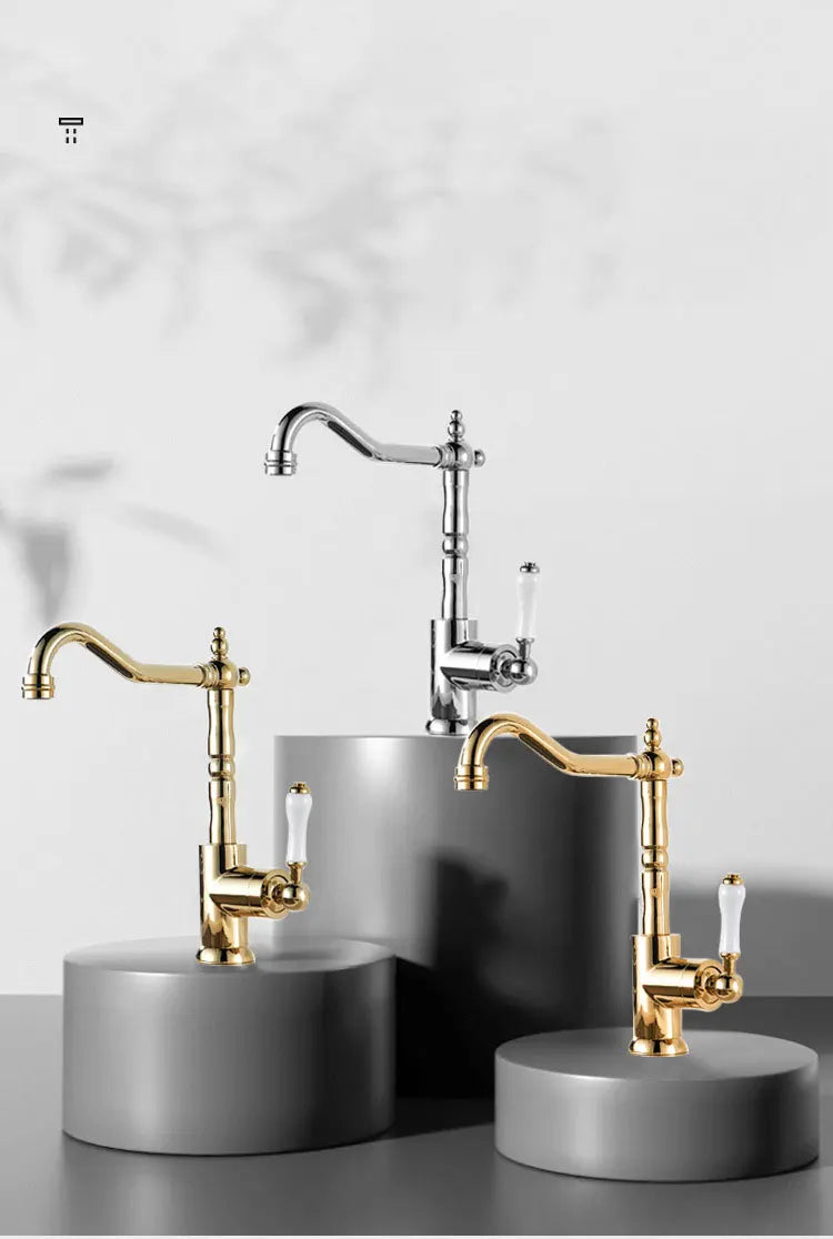 French Vintage Faucet Brass European Classical Silver Faucet