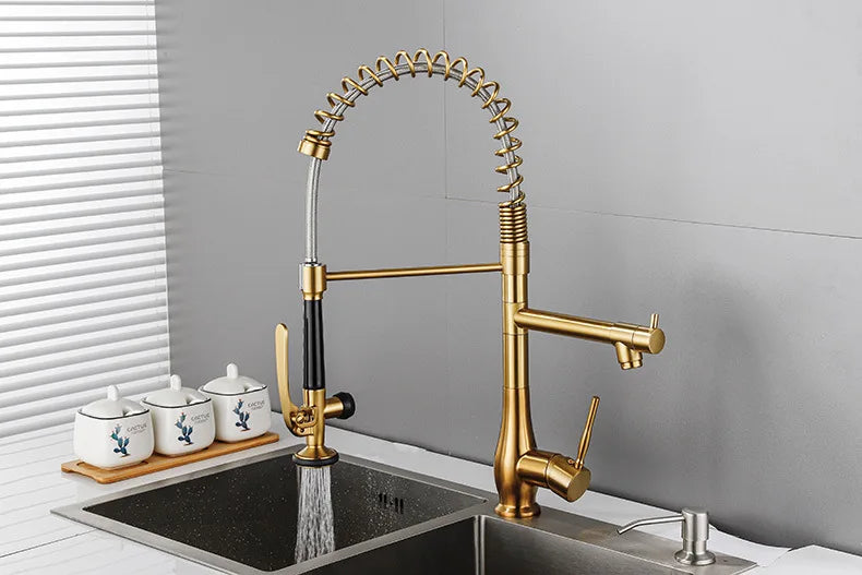 Faucet Brushed Nickel Pull-Out Faucet Swivel Dual Purpose