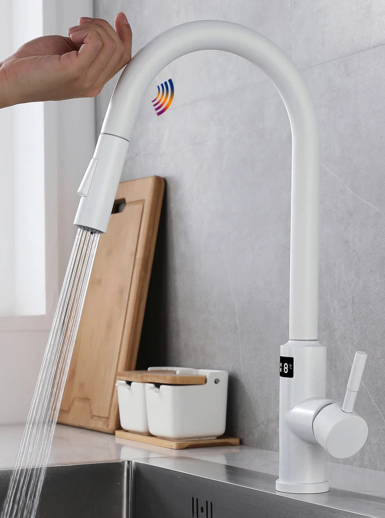 Smart Digital Touch On Faucets Pull Down Cold
