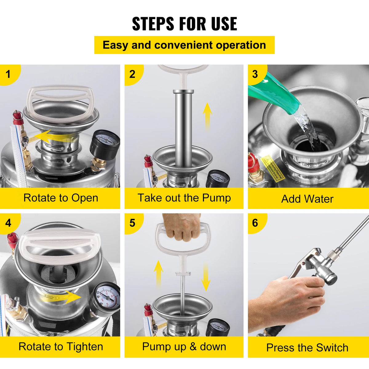 Succebuy 4-12l Hand Powered Sprayer Stainless Steel Watering