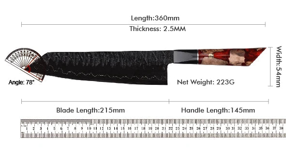 Knife 1-6pc Damascus 3-Layer Cladding Steel Knives Professional