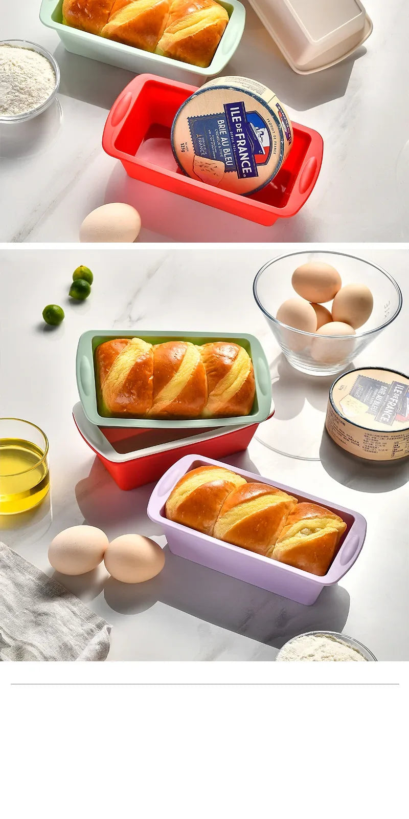 2pcs Loaf Pan Bread Toast Reusable Silicone Mold