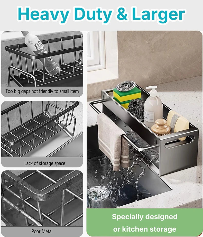 Extra Large Carbon Steel Sink Caddy Sponge Holder