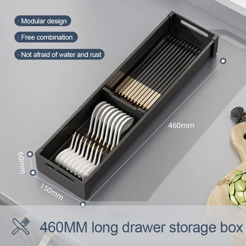 Adjustable Dish Rack Under Cabinet Drawer Spoon Chopsticks