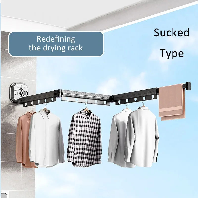 Foldable Clothes Drying Rack Non-Porous Suction Cup Stainless