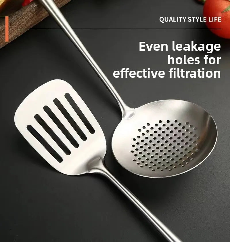 4/2pcs Long Handle Stainless Steel Wok Spatula Slotted