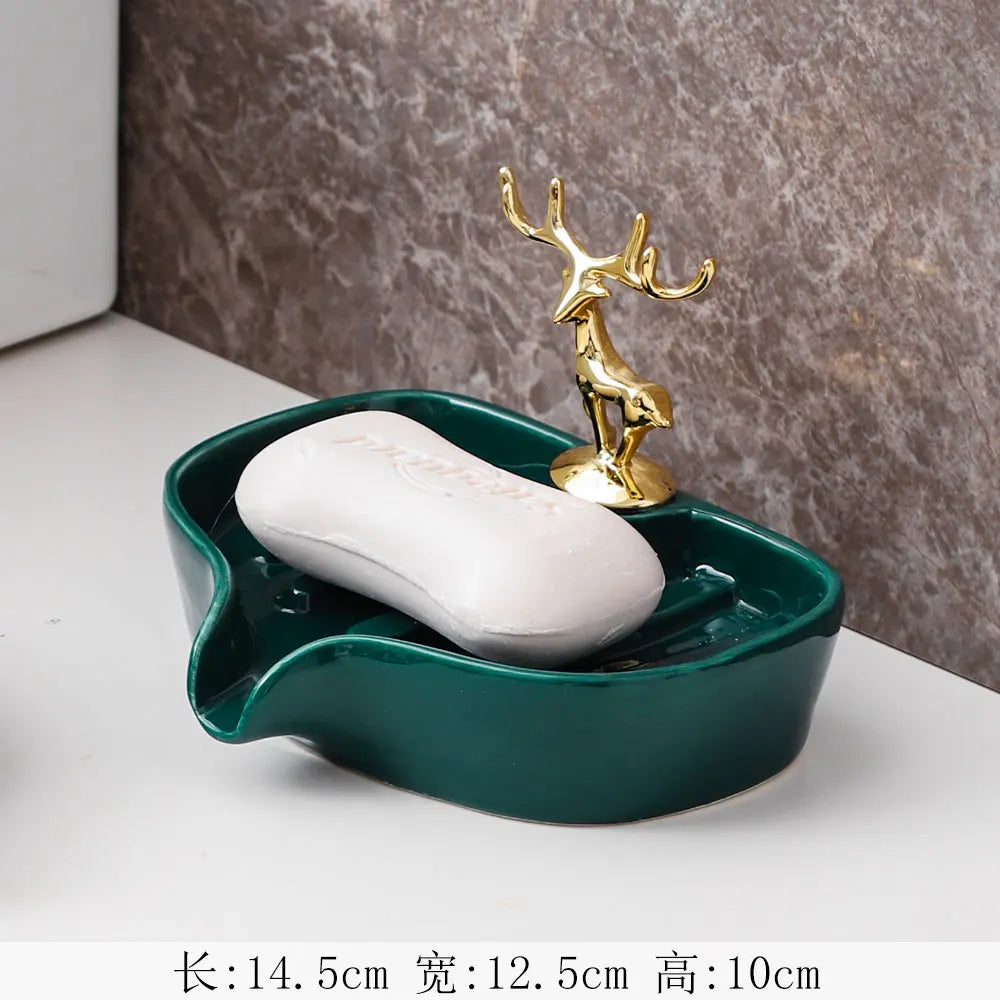 Ceramic Soap Box Soap Dish Bathroom Supplies Drain
