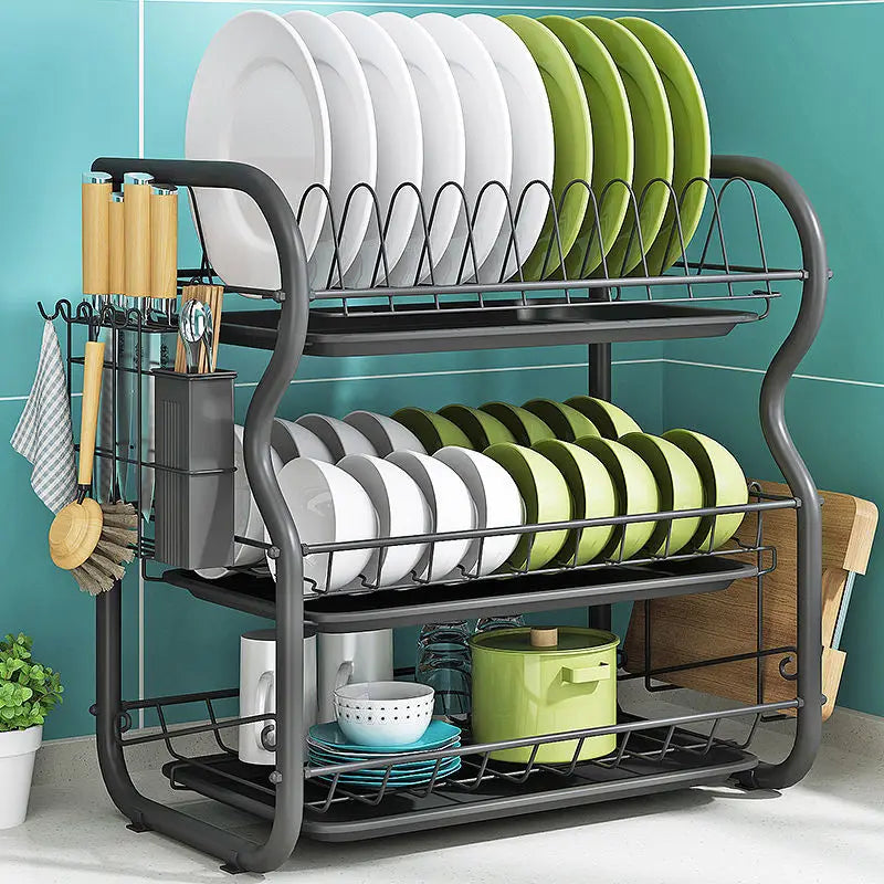 Dish Drying Rack Adjustable Stainless Steel Tier Plates