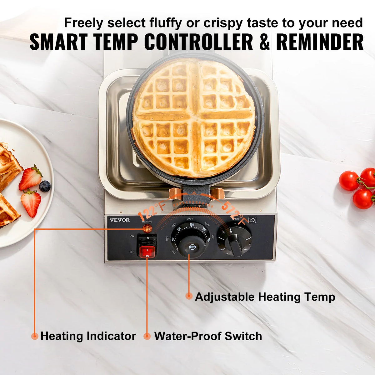 Succebuy Electric Waffle Maker Stainless Steel Round Waffle