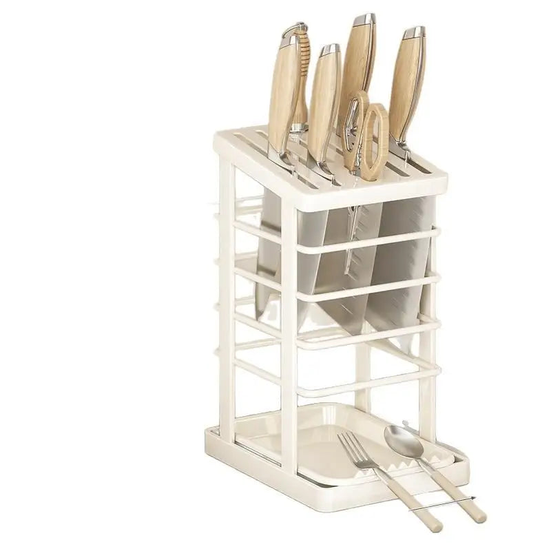 Countertop Knife Holder Drain Tray Storage Rack Organizer