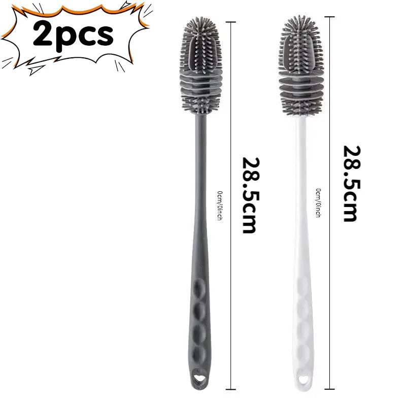 1/2pcs Long Handle Silicone Bottle Brush Cleaning Brush