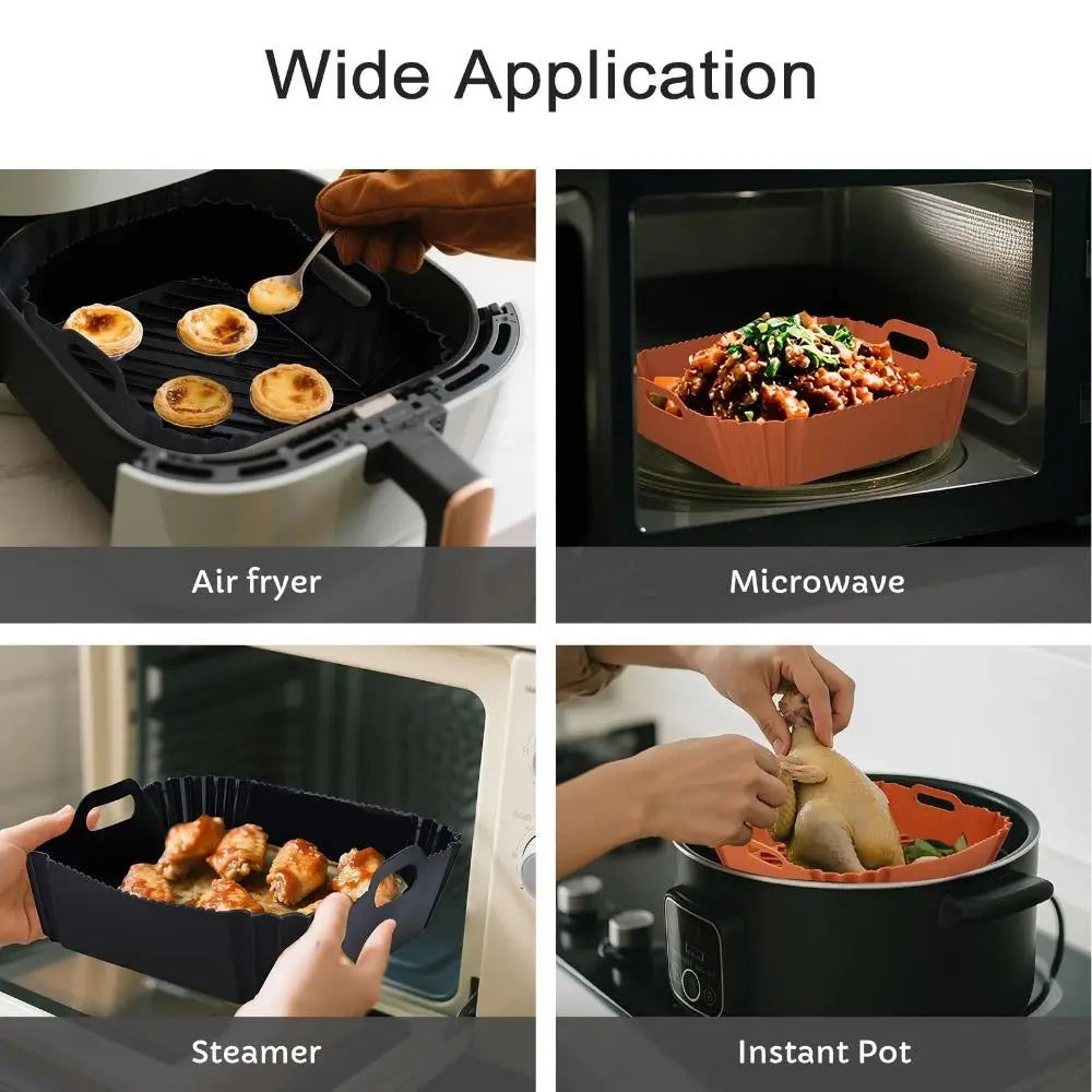 Large Size Silicone Airfryer Basket Liners Square Shape