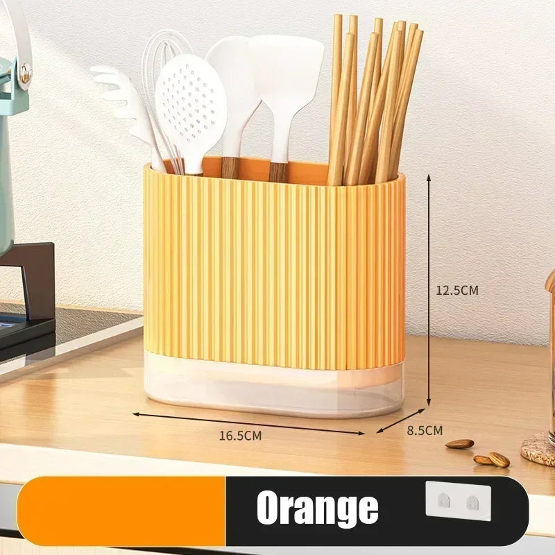 Wall Mount Chopsticks Holder Drain Dry Utensil Organizer