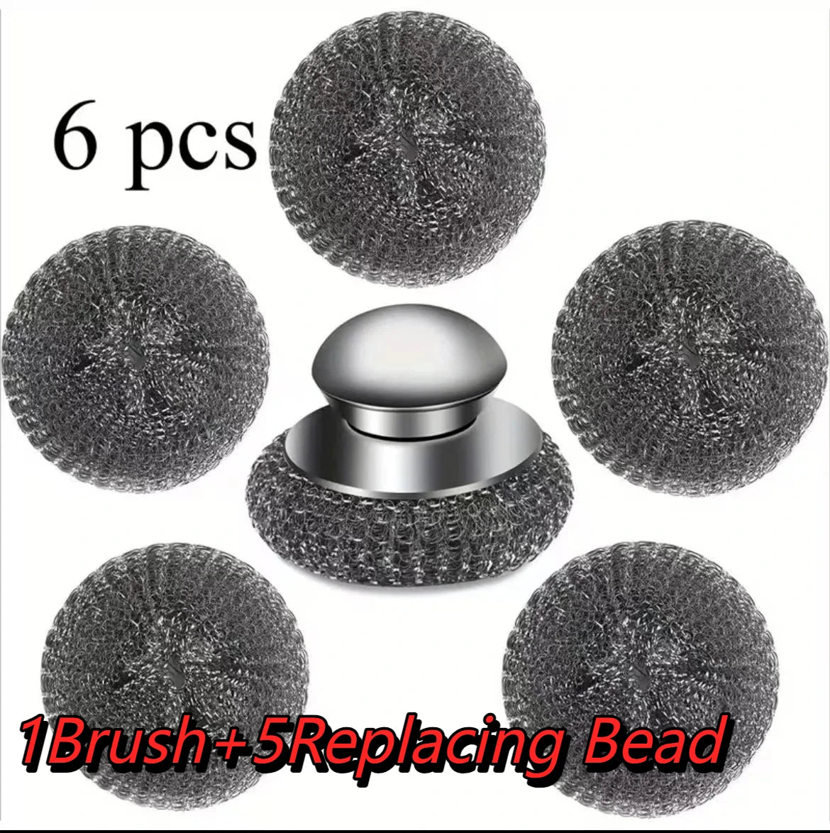 Stainless Steel Pot Brush Handle Robust Metal Ball
