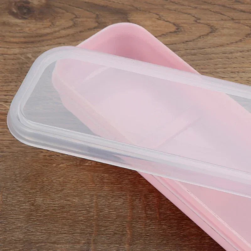 Travel Tableware Storage Box Transparent Cover Utensil Organizer