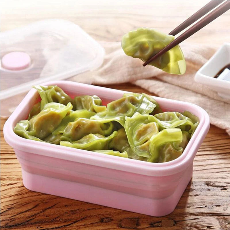 Size Choose Silicone Rectangle Lunch Box Collapsible Bento