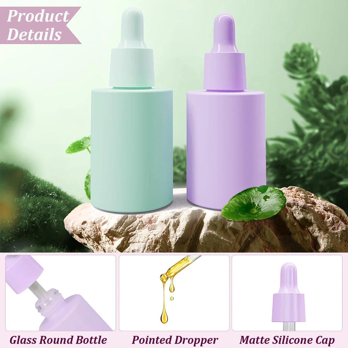 10pcs 30ml Dropper Bottles Macaron Colored Glass Container