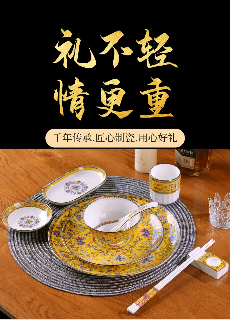 Jingdezhen Ceramic Bowl Dish Tableware Combination Palace Chinese