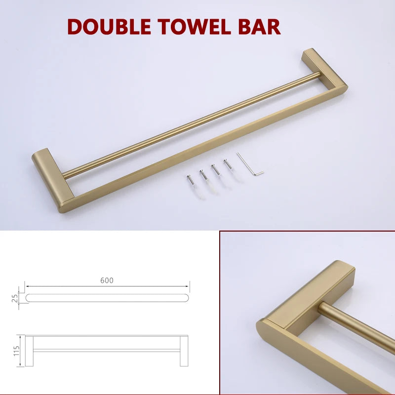 Brushed Gold Towel Ring Holder Bar Rack Brush/Paper