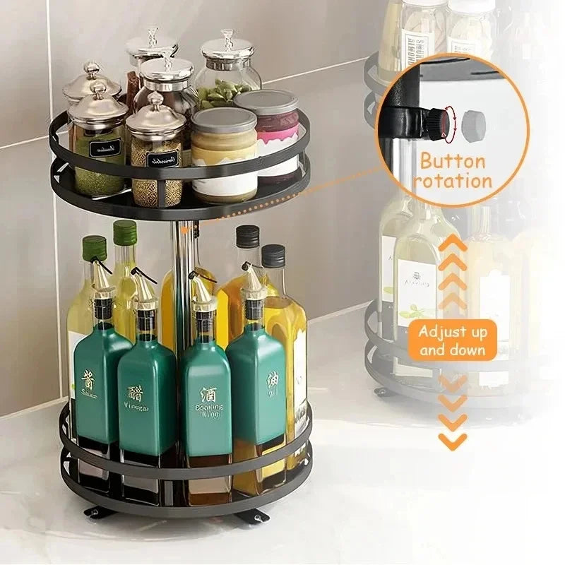 360 Rotatable Spice Storage Turntable Organizer Rack Seasoning