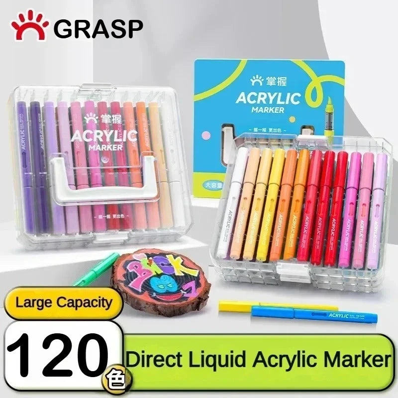 120/1 Colors Direct-Liquid Acrylic Brush Markers Pen Waterproof