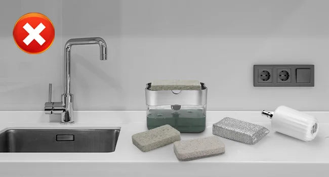 Dual Pump Soap Dispenser 3-In-1 Organizer Sponge Storage