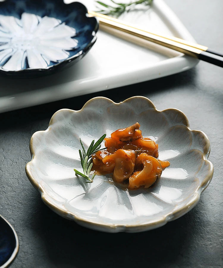 Japanese Ceramic Plate Retro Kiln Glaze Barbecue Mini