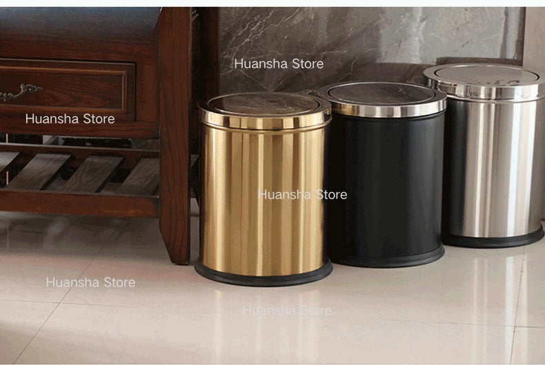 Stainless Steel Trash Can Gold Bathroom Bedroom Recycle